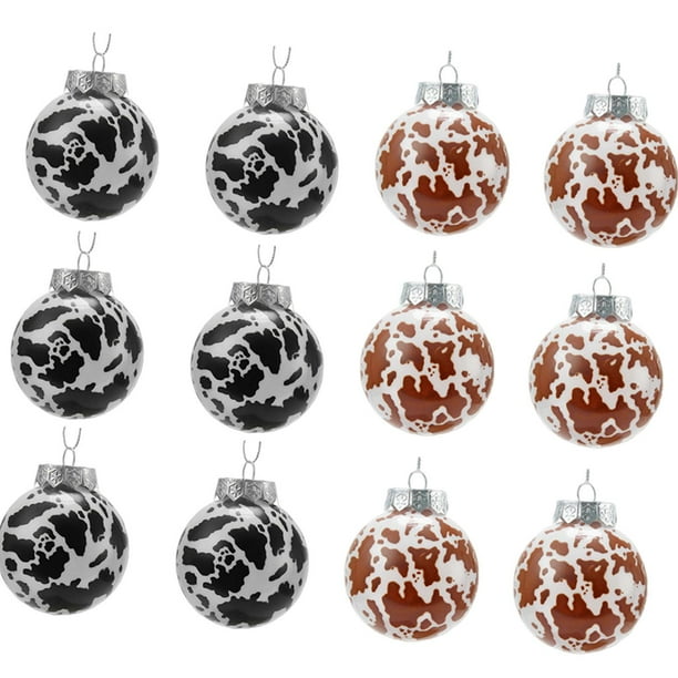 12 adornos navideños de bolas de 6cm estampadas, estilo western, ideales para guirnaldas Mezcla de colores