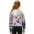 thumbnail image 2 of Xoenoiee Hummingbird Daisy Lavender Print Girls Half Zip Hoodie Oversized Sweatshirts Long Sleeve Fleece Trendy Cropped Pullover Workout Warm Tops with Pocket, 7-8 Years, 2 of 7