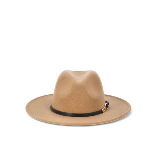 Time and Tru Women's Fedora W/ Buckle Trim, One Size, Cognac, Polyester