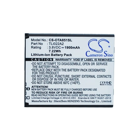 1900mAh TLi022A2 Battery for Alcatel One Touch Sonic OT-A851L
