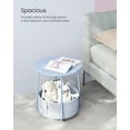 thumbnail image 6 of Round End Side Table with Fabric Storage Basket Bedside Table Nightstand for Living Room Bedroom Pale Blue Ice Blue, 6 of 7