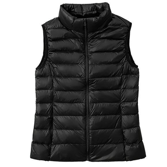 WRKEKC Puffer Vest Women Short Zipper Sleeveless Warm Down Vest Jacket Sleeveless Cotton Coat with Pockets for Fall Winter Layering