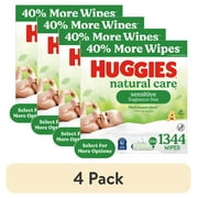 (4 pack) Huggies Natural Care Sensitive Baby Wipes, Unscented, 24 Packs, 1344 Total Count (Select for More)