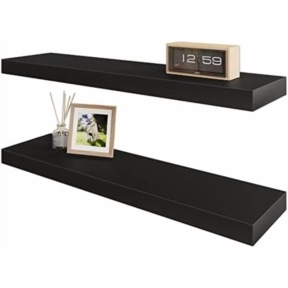 Floating Shelf,Wall Shelf,Decor Wall Mounted Shelves,Hanging Shelf Set L24xW6 for Bathroom Kitchen Living,Kitchen,Room Bedroom Storage,Black