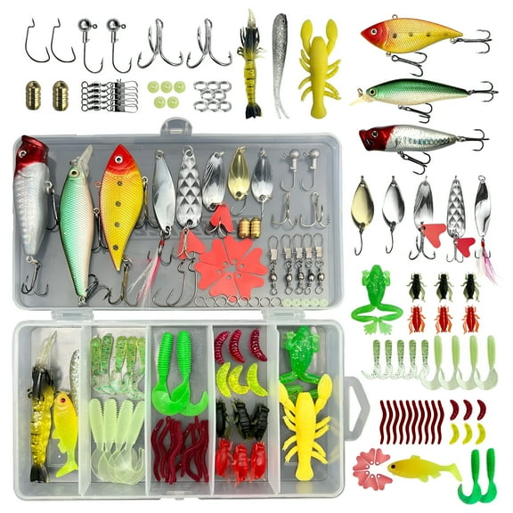 BESTSKY 78pcs Fishing Lures Kit with Tackle Box, 6.9" Portable Set for Bass, Trout & Catfish Fishing Gear