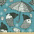 thumbnail image 2 of Hipster Upholstery Fabric by the Yard, Abstract Ornamental Style Birds Pattern Umbrellas Diamonds and Snowflakes Images, Decorative Fabric for DIY and Home Accents, Multicolor by Ambesonne, 2 of 5