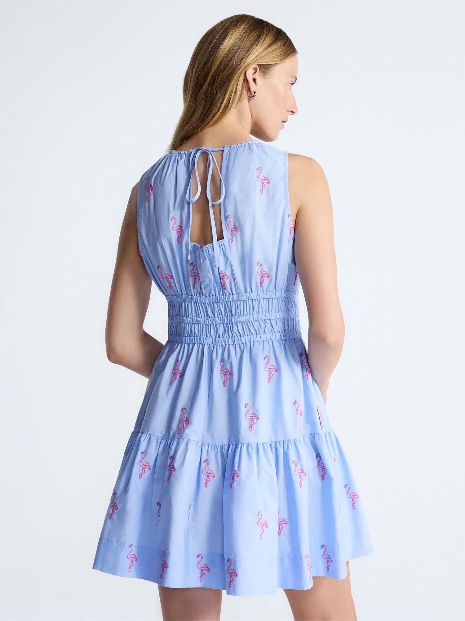 Free Assembly Women's and Women's Plus Smocked Cotton Drop Waist Mini Dress, Sizes XS-4X