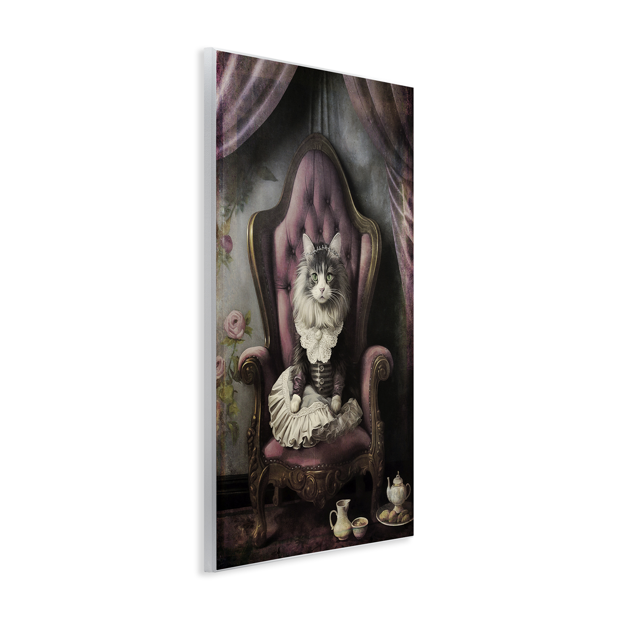 Stupell Industries Royal Cat & Tea Novelty Painting Unframed Art Print Wall Art, 10 x 15