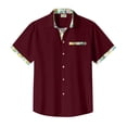 thumbnail image 4 of Lumtrix Men's Short Sleeve Dress Shirts Hawaiian Casual Button Down Shirts Color Block Formal Shirt with Pocket Wine 2XL, 4 of 5