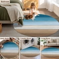 thumbnail image 5 of Round Rugs 5Ft, Blue Beige Brown Round Area Rug Washable Indoor Throw Carpet, Country Retro Gradient Wooden Grain Soft Non Slip Circle Rug for Cabinet Bathroom Home Decor Aesthetic, 5 of 8