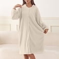 thumbnail image 7 of QINGFSAP Womens Hooded Bathrobe Long Sleeve Snap Button Front Quick Dry Absorbent Lounge Wear, 7 of 7