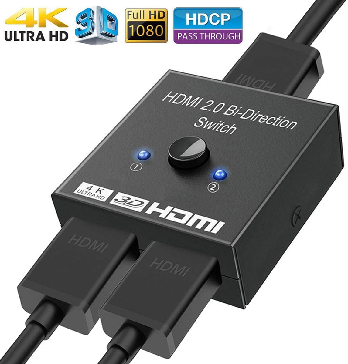 krans fantom vinge HDMI Switch 4K HDMI Splitter Bi-Directional HDMI Switcher 2 Input 1 Output,  HDMI Switch Splitter 2 x 1/1 x 2, Support 4K 3D HD 1080P for Xbox PS4 Roku  HDTV - Walmart.com