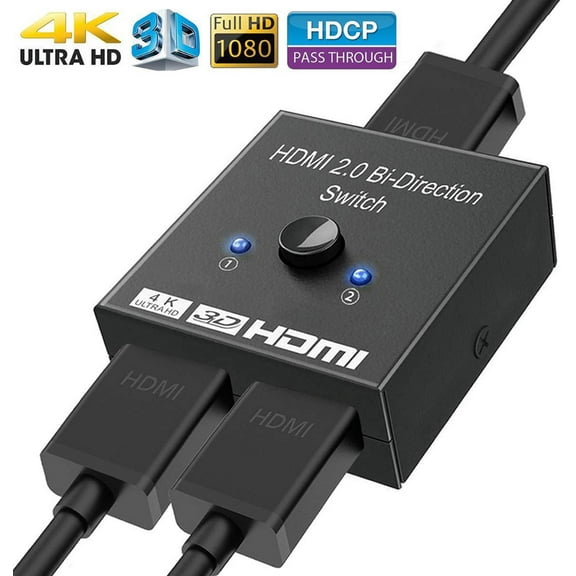 HDMI Switch 4K HDMI Splitter Bi-Directional HDMI Switcher 2 Input 1 Output, HDMI Switch Splitter 2 x 1/1 x 2, Support 4K 3D HD 1080P for Xbox PS4 Roku HDTV