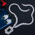thumbnail image 2 of Elegant Green CZ Stone Square Leaf Flower Cluster Set for Women Pageant Jewelry, 2 of 9