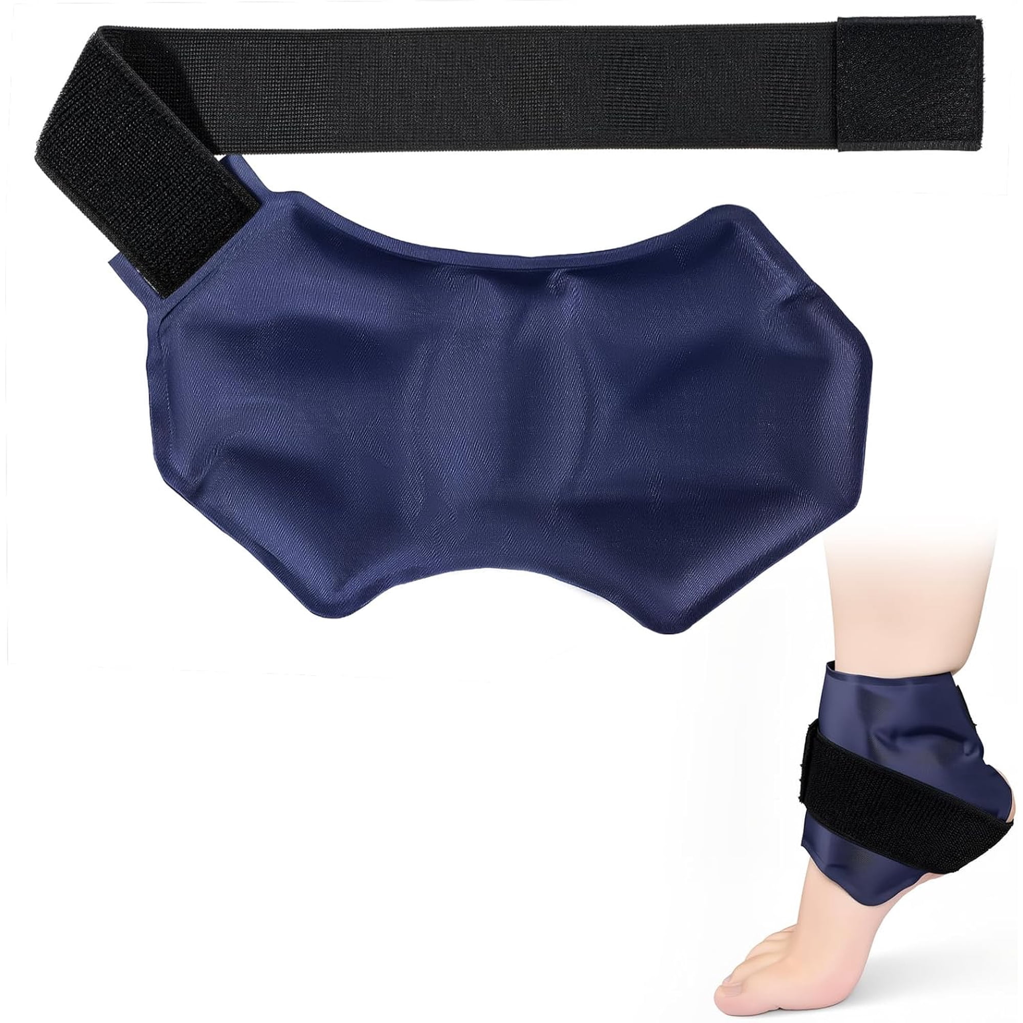Ankle Ice Pack Wrap for Swelling Reusable Hot Cold Compress Therapy Gel Foot Ice Packs for Sports Injuries Sprains (1 Pack)