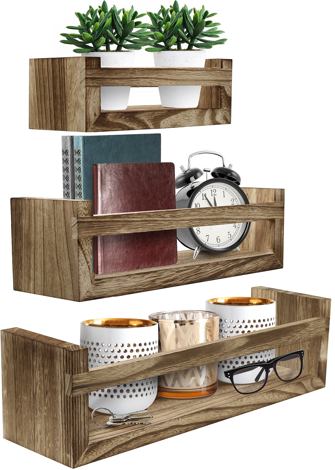Details about   2-Tier Floating Shelves Wall Mounted Rustic Wall Storage Decorative for Bedroom 