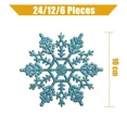 thumbnail image 3 of Pack Of 24/12/6 Pieces Snowflakes For Christmas Tree Decoration Blue Snowflakes With Bright Powder Winter New Year Hanging Decor, 3 of 5