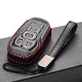 thumbnail image 4 of Vitodeco Genuine Leather Smart Key Fob Case Cover Protector Compatible for Ford Fusion, Explorer, Escape, Edge, F-150, Mustang (2015 - 2017 Models) - 5-Button, Black/Red, 4 of 5