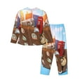 thumbnail image 2 of Kll Trip To London Print Women'S Long Sleeve Pajamas With Pants Sleepwear Loungewear 2 Set-Medium, 2 of 9