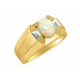thumbnail image 3 of RYLOS Men's Rings Yellow Gold Plated Silver Rings Classic Designer  9X7MM Oval Gemstone &  Diamond Ring Opal October Birthstone Ring Size 11, 3 of 7