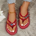 thumbnail image 2 of IEMIEMIEM Flower Rhinestone Wedge Flipflops For Women Boho High Heel Platform Nonslip Thong Sandals Crystal Jeweled Sandal Shoes for Summer Beach Holiday Outdoor Hot Pink 6.5 Wide, 2 of 7