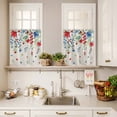 thumbnail image 3 of 3 Piece Kitchen Curtains and Valances Set Blue Flowers Cafe Curtains 36 Inch Length Red Botanical Leaves Pastoral Retro Beige Valance & Tier Curtain for Living Room Bedroom Window 54"x18"+27"x36"*2, 3 of 6