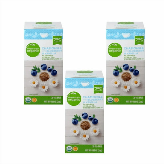 Simple Truth Organic Chamomile Blueberry Vanilla Herbal Tea 3 x 20 Bags