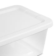 Sterilite Set of (10) 6 Quart Small Storage Bins, Clear Plastic Storage Containers with Snap-on Lids, White