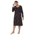thumbnail image 4 of Aria Women's Knit Velour Long Sleeve Square Neck Nightgown with Pockets, Sizes S to 5X, 4 of 5