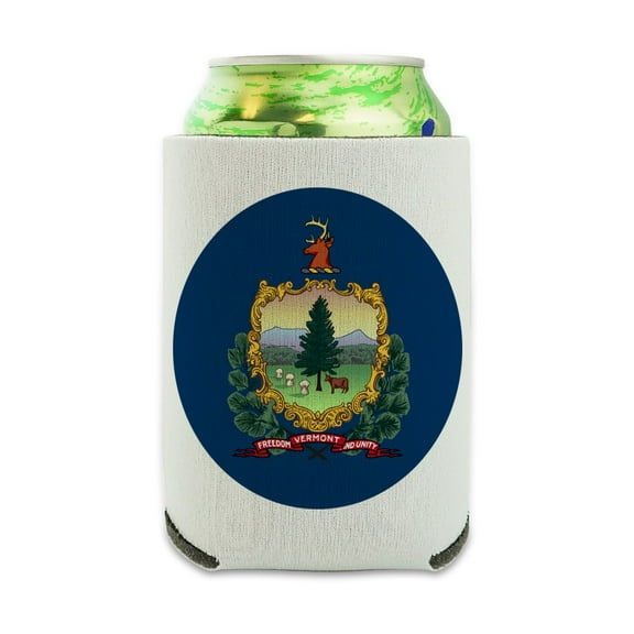 Vermont State Flag Can Cooler - Drink Sleeve Hugger Collapsible Insulator - Beverage Insulated Holder