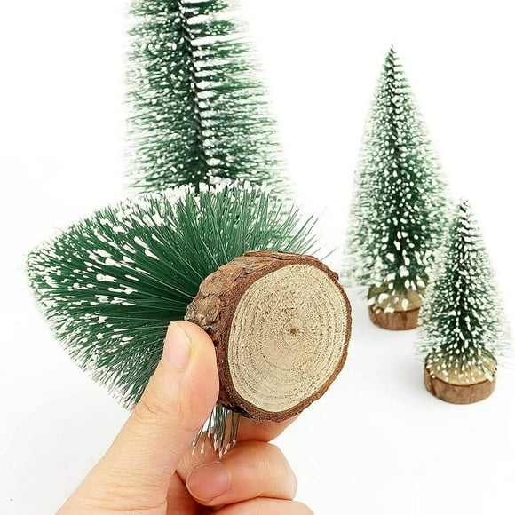 Snow-Kissed Bottle Brush Christmas Trees - Festive Table Decor Centerpieces for Kitchen  Mantel  Office  and More - Set of 5