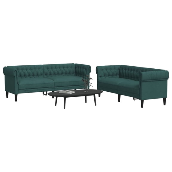 vidaXL 2 Piece Sofa Set Dark Green Fabric