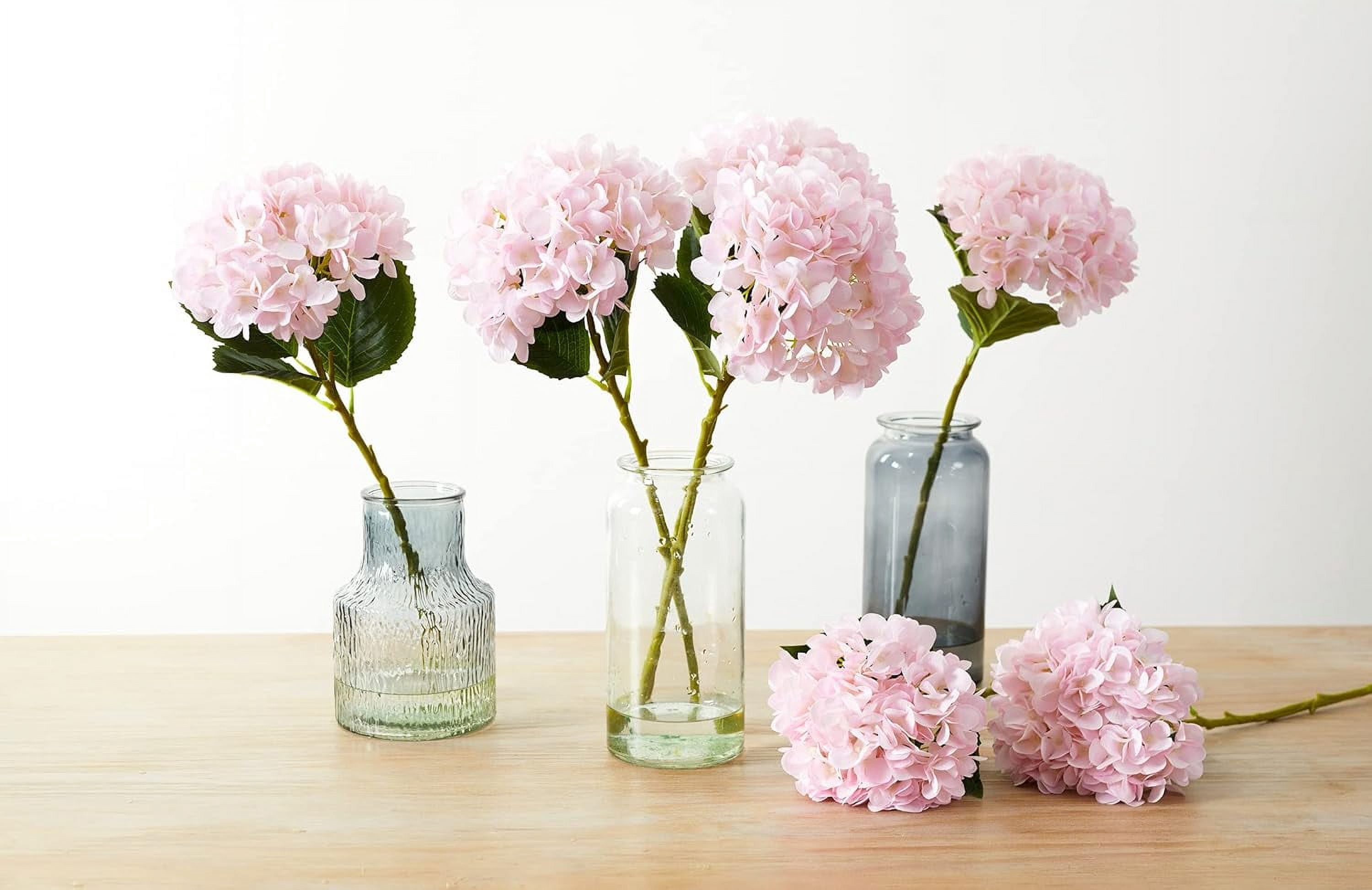 5PCS 15.4In Artificial Hydrangea Silk Flowers Bouquet Faux Hydrangea Stems for Wedding Centerpieces Home Decor (White, 5)