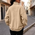 thumbnail image 4 of Sudadera con Cuello Simulado con Cierre para Mujer, Holgada, Cuello Alto, Manga Larga, Suéter Tipo Pulóver con Bolsillos, Estampado Sólido, Sudadera Casual de Otoño sin Capucha, 4 of 8