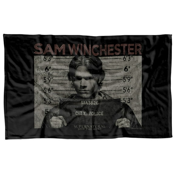 Supernatural Sam Mug Shot Fleece Blanket 36' x 58'
