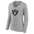 thumbnail image 2 of Women's Heather Gray Las Vegas Raiders Primary Team Logo Long Sleeve V-Neck T-Shirt, 2 of 3