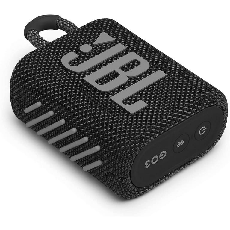 JBL Go 3 Portable Waterproof Wireless Bluetooth Speaker Bundle with Premium Carry Case (Black)