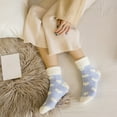 thumbnail image 3 of Eoperou 1 Pair Women Socks Fuzzy Fluffy Thickened Stretchy Super Soft Keep Warm Coral Fleece Love Heart Autumn Winter Floor Sleeping Socks for Daily Wear, 3 of 8