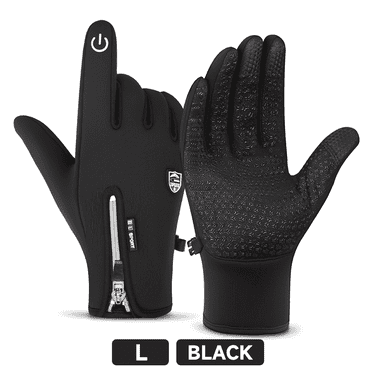 BYXAS Outdoor Cold and Windproof Sports Gloves, Cold Touch Screen Anti-Slip Waterproof Windproof Suitable for Cycling and Skiing, Solo Travel, Winter Warm Gloves for Men and Women(Black L)