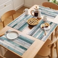 thumbnail image 5 of Turquoise Grey Wooden Placemats Set of 6 Farmhouse Teal Wood Place Mats Indoor Wipeable Table Mats Washable Cloth Dining Table Placemats for Kitchen Holiday Party Home Decor 13x19 Inch, 5 of 9