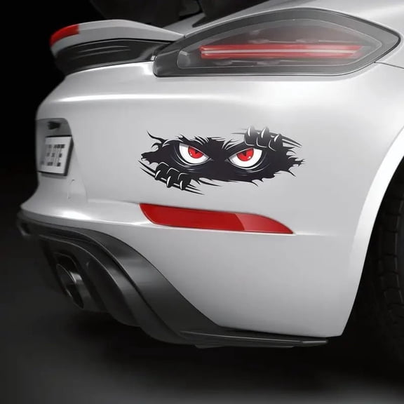 3Pcs Monster Angry Eyes Decals, 10 x 4 Inches Black Vinyl Bumper Stickers & Decals, Funny Monster Stickers for Trucks, Dents & Sports Cars
