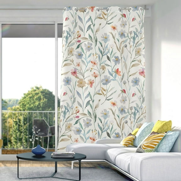 Watercolor Wildflowers Blackout Curtains W82 x L42 1 Panel Window Curtain for Bedroom Living Room