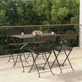 thumbnail image 1 of vidaXL Folding Bistro Chairs 4 pcs Brown Poly Rattan and Steel, 1 of 5