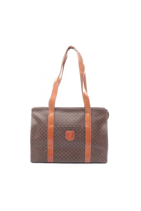 Pre-Owned Celine Macadam Tote Bag, Coated Canvas and Leather, Women's, Brown (Fair)