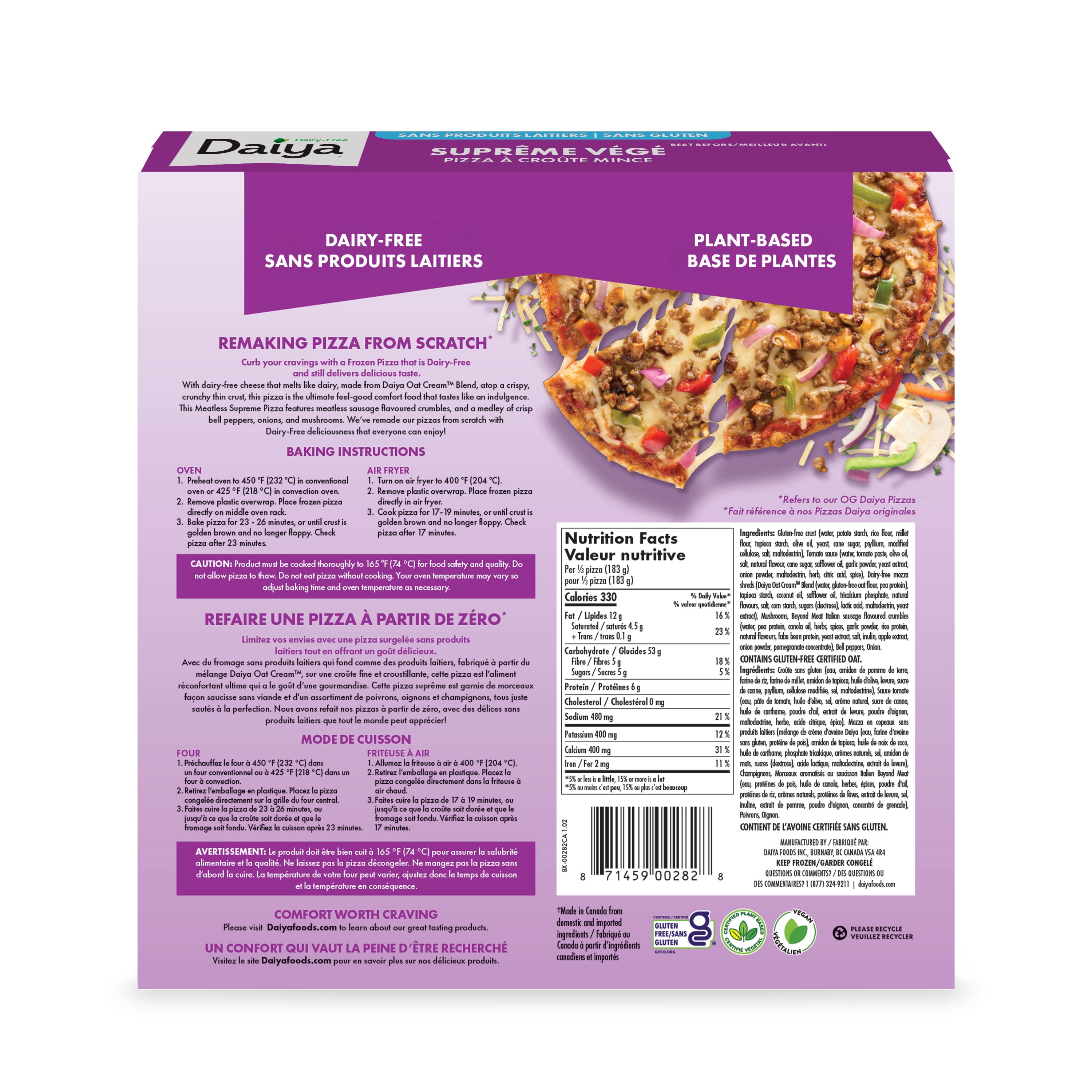 Daiya Dairy Free Gluten Free Supreme Pizza, Vegan (Frozen), 550g