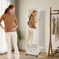 thumbnail image 4 of Costway Jewelry Cabinet Armoire Full-Length Mirror Lockable with 3-Color LED Lights White, 4 of 10