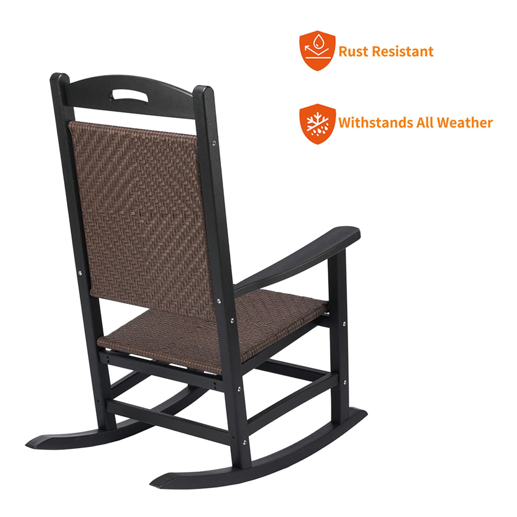 Aimee Lii Outdoor Rocking Chair, Patio Rocker Chair with High Back, Rocking Chair, Widely Used for Lawn, Porch, Backyard, Indoor and Garden