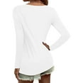 thumbnail image 2 of Grianlook Ladies Tee Solid Color T Shirt Long Sleeve Basic T-shirt V Neck Women Casual Plain Loose Baggy White L, 2 of 3