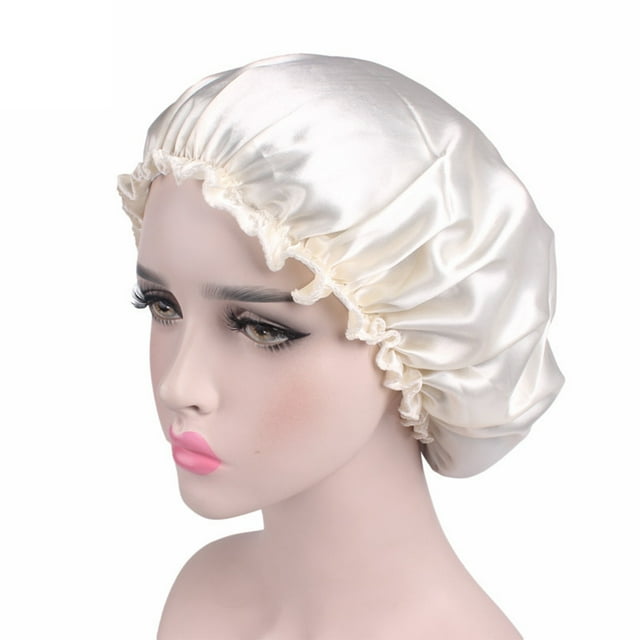 DcGZvy Bonnets pour Femmes Bonnet Ajustable, Mignon Bonnet de Douche Réutilisable, Bonnets de Sommeil pour Femmes, Beige