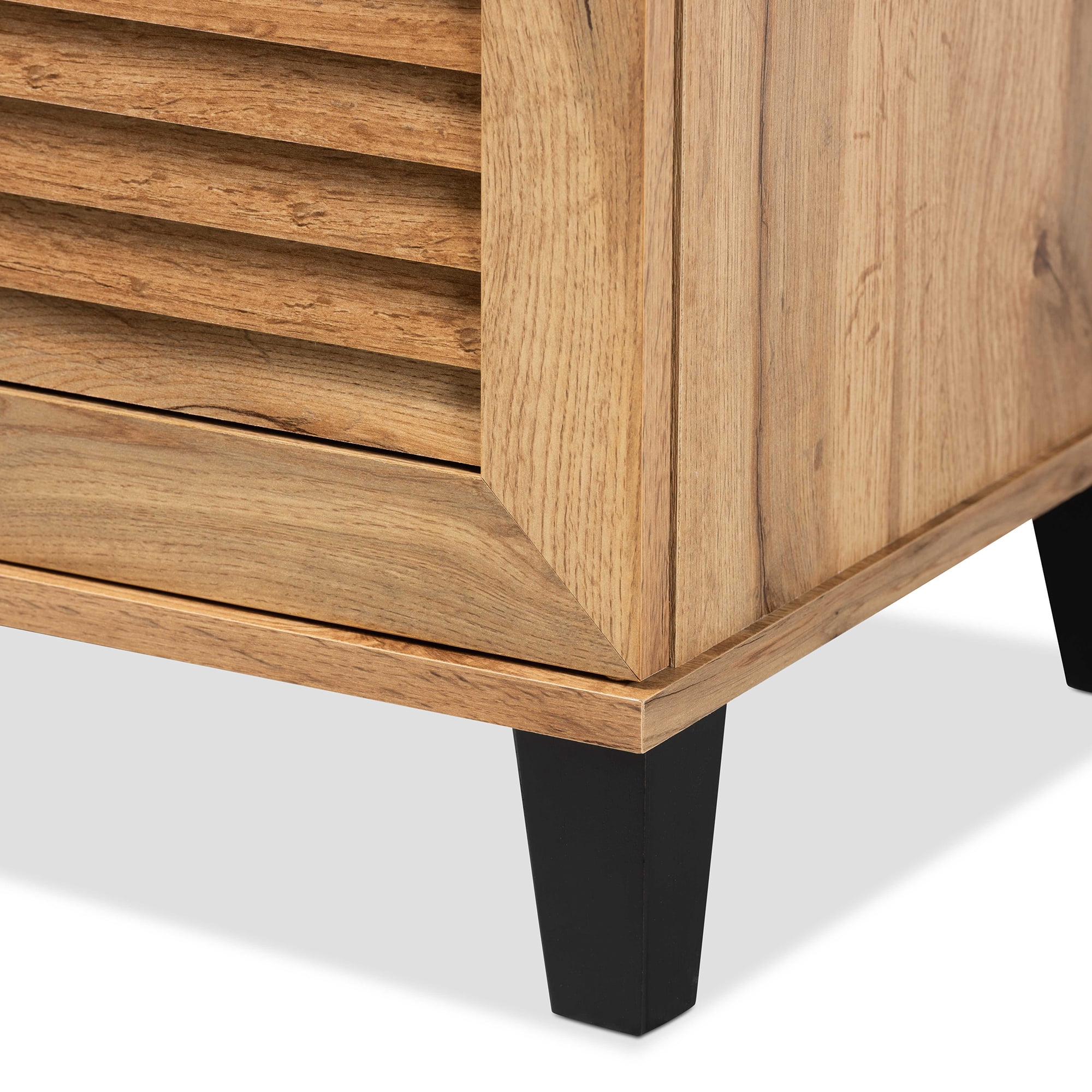 Baxton Studio Coolidge Modern and Contemporary Oak Brown Finished Wood 3-Door Shoe Storage Cabinet